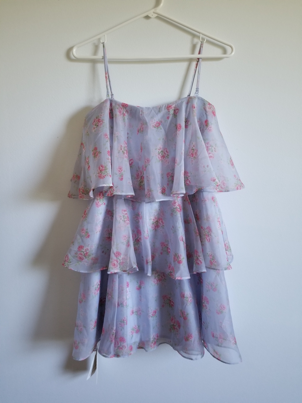Abercrombie & Fitch Pale Blue Tiered Floral Mini Dress